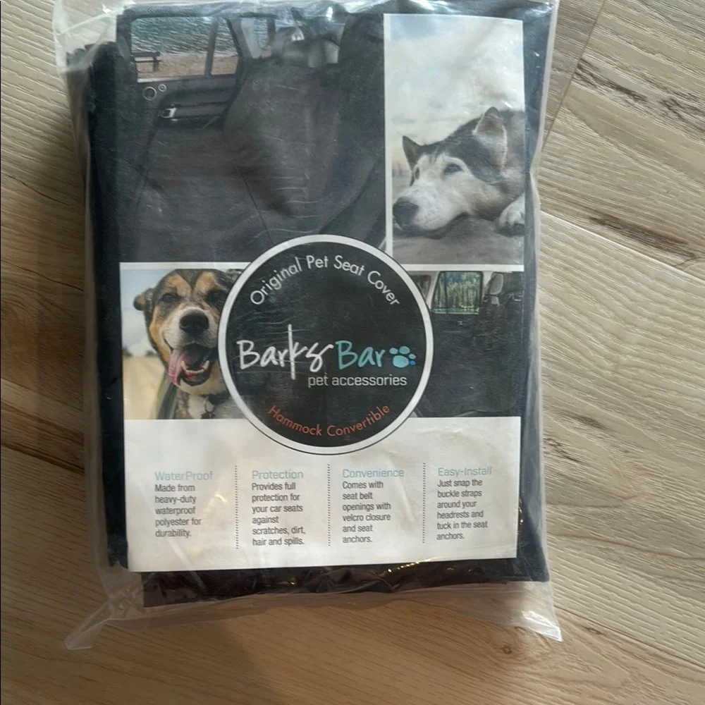 BarksBar Black Pet Seat Cover- Hammock convertible